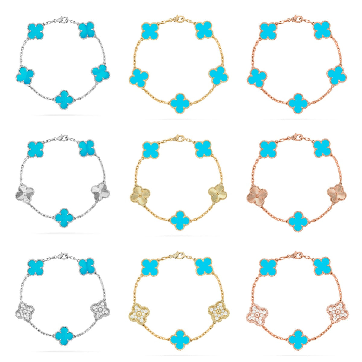 [⭐Miroze ]New  CLOVER 5 MOTIF TURQUOISE BRACELET COLLECTION