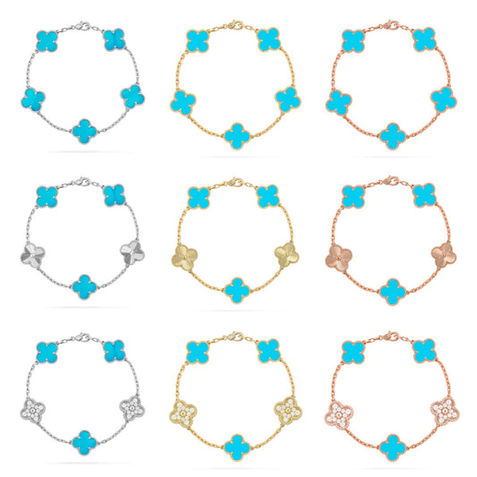[[⭐Miroze] ]New  CLOVER 5 MOTIF TURQUOISE BRACELET COLLECTION