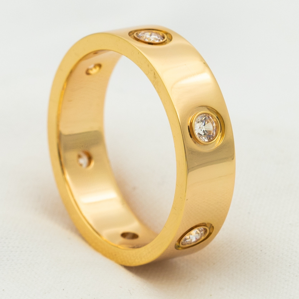 ⭐Miroze LOVE RING 5.5MM 6 DIAMONDS PINK GOLD