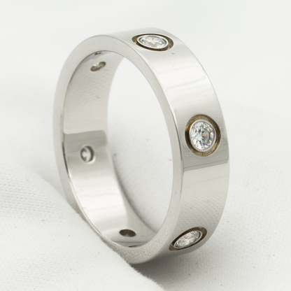 [⭐Miroze]LOVE RING 5.5MM 6 DIAMONDS SILVER