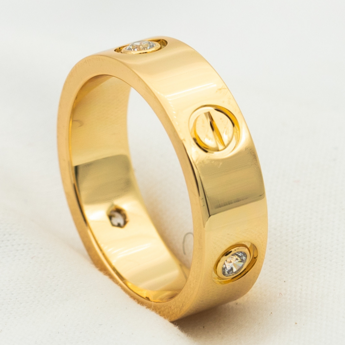 ⭐Miroze LOVE RING 5.5MM 3 DIAMONDS PINK GOLD