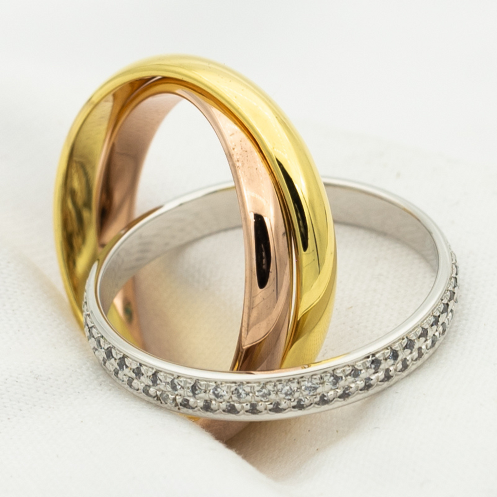 ⭐Miroze TRINITY RING GOLD PINK GOLD SILVER DIAMONDS
