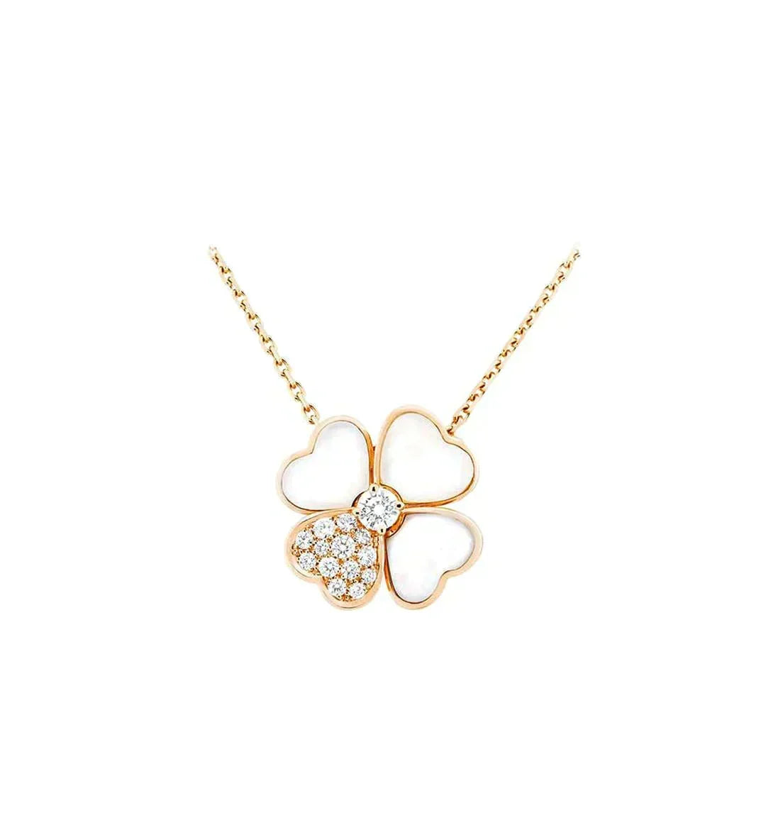 ⭐Miroze CLOVER MOP DIAMOND ROSE GOLD NECKLACE
