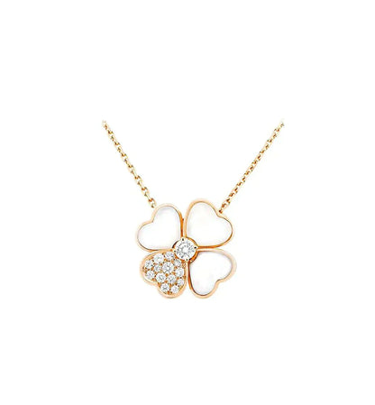 [⭐Miroze]CLOVER MOP DIAMOND ROSE GOLD NECKLACE