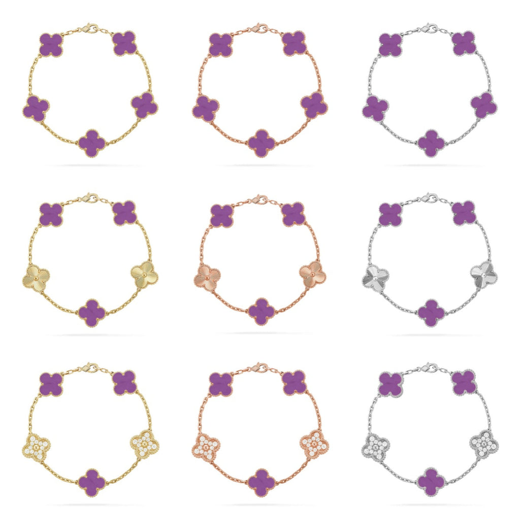 [⭐Miroze ]New  CLOVER 5 MOTIF VIOLET BRACELET COLLECTION