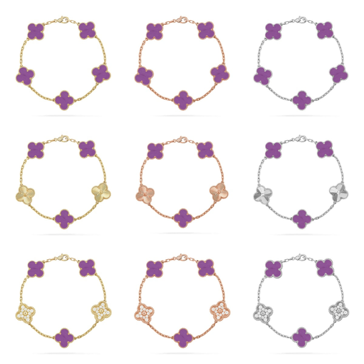 [⭐Miroze ]New  CLOVER 5 MOTIF VIOLET BRACELET COLLECTION