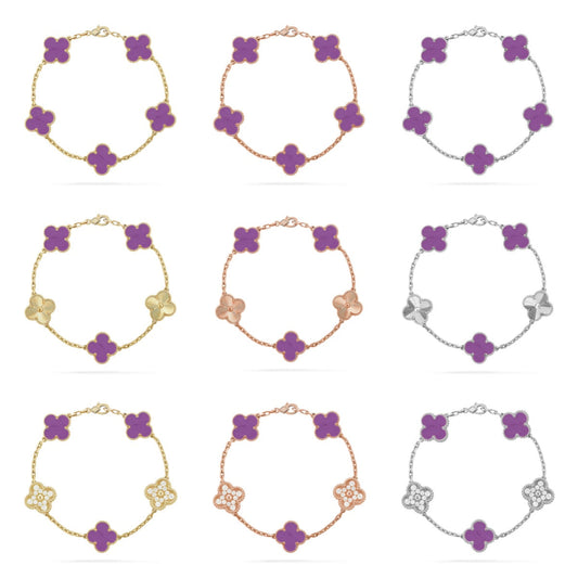 [[⭐Miroze] ]New  CLOVER 5 MOTIF VIOLET BRACELET COLLECTION