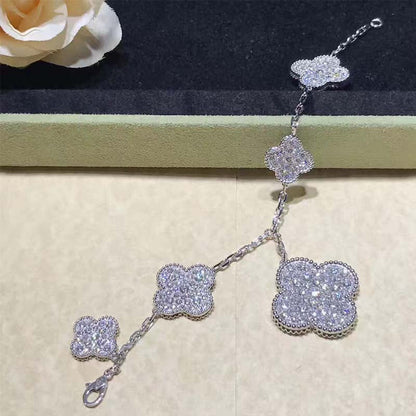 [⭐Miroze] CLOVER 6 MOTIFS SILVER DIAMOND BRACELET