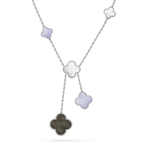 ⭐Miroze CLOVER MOP CHALCEDONY NECKLACE SILVER 6 MOTIF