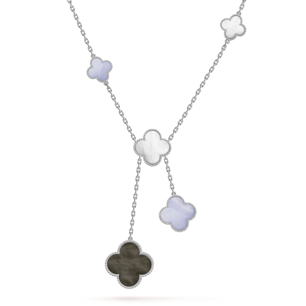 ⭐Miroze CLOVER MOP CHALCEDONY NECKLACE SILVER 6 MOTIF