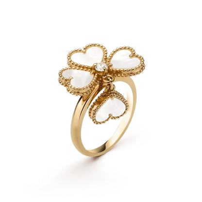 [⭐Miroze]SWEET CLOVER WHITE MOP RING