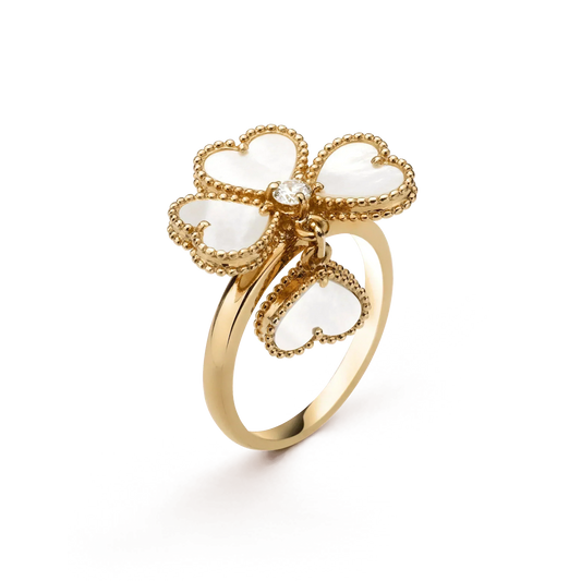 [⭐Miroze]SWEET CLOVER WHITE MOP RING