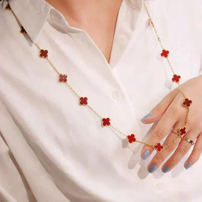 [⭐Miroze]CLOVER 20 MOTIFS CARNELIAN NECKLACE