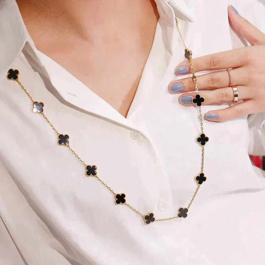 ⭐Miroze CLOVER 20 MOTIFS ONYX NECKLACE