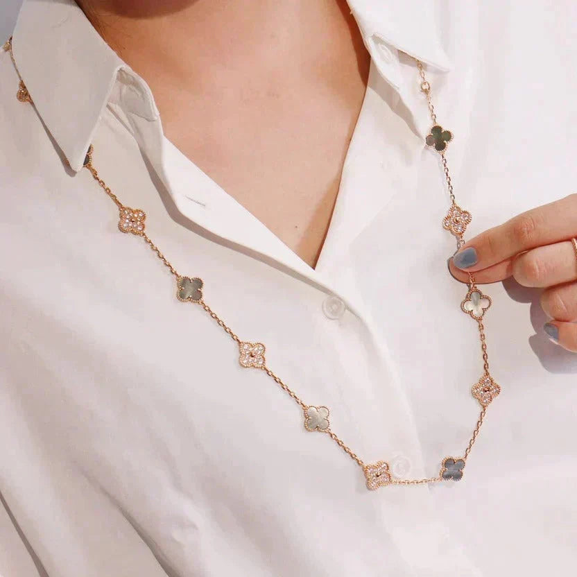 ⭐Miroze CLOVER 20 MOTIFS DARK MOP DIAMOND  NECKLACE