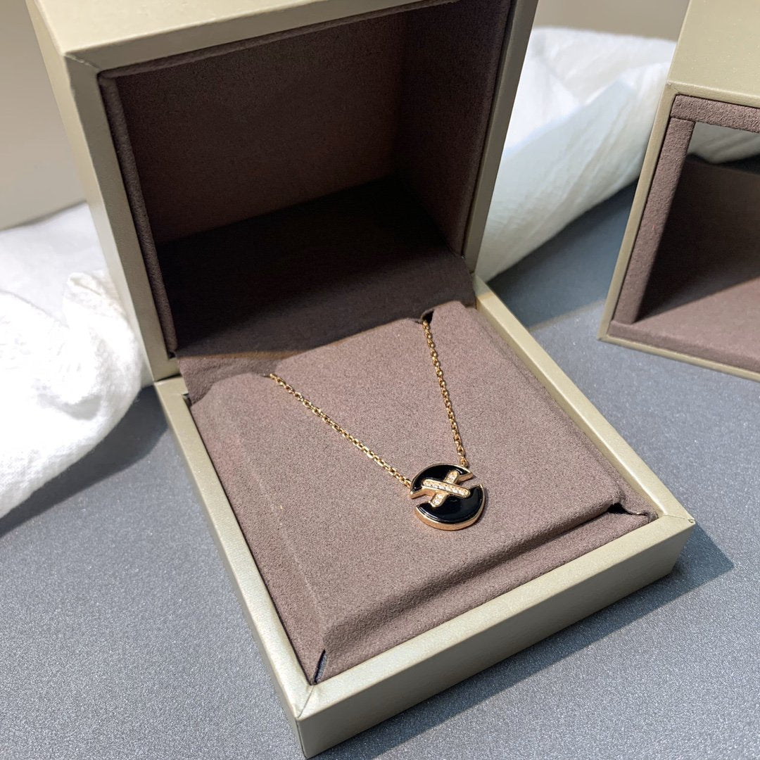 [⭐Miroze]JEUX DE PINK GOLD DIAMOND NECKLACE