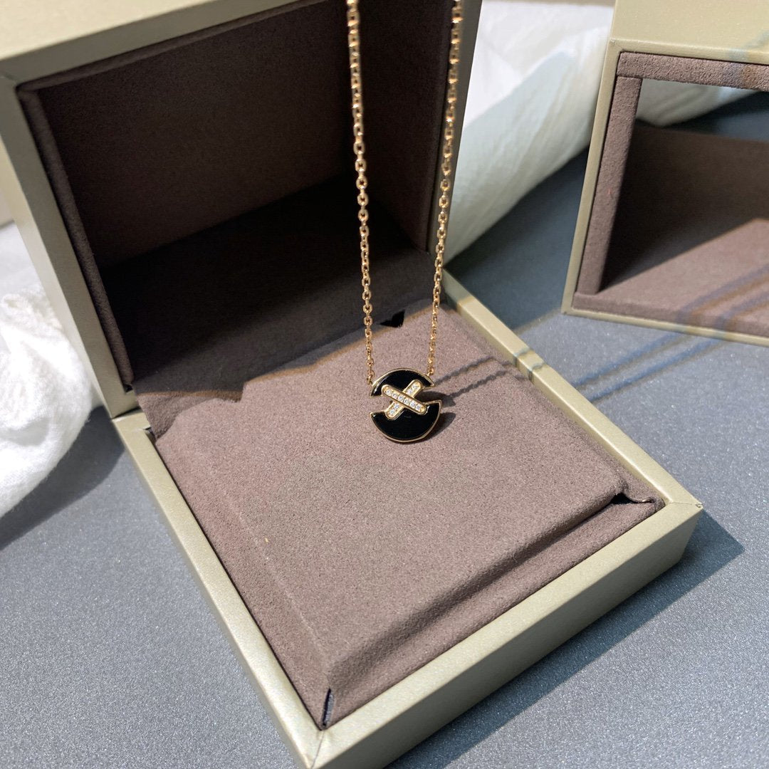 [⭐Miroze]JEUX DE PINK GOLD DIAMOND NECKLACE