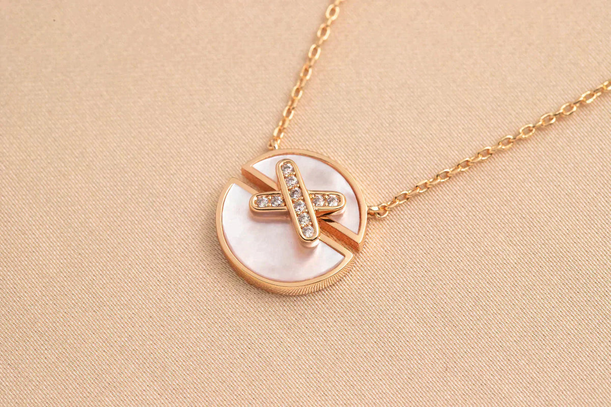 ⭐Miroze JEUX DE ROSE GOLD DIAMOND NECKLACE