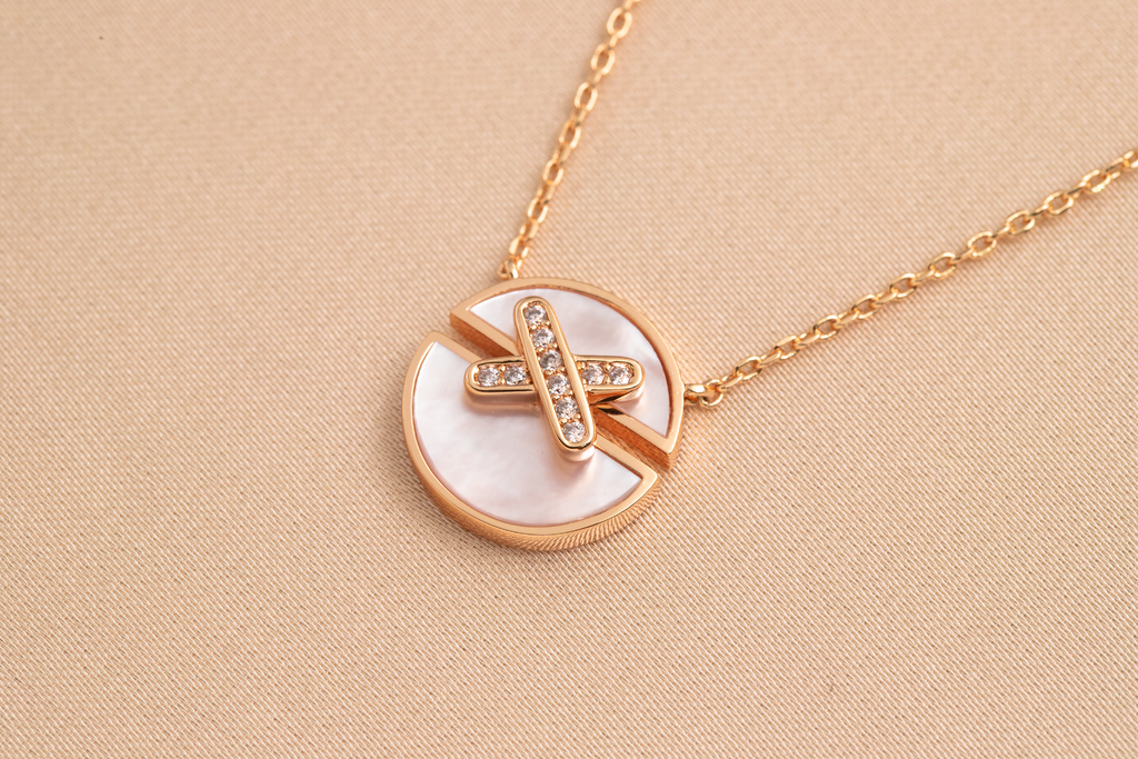 ⭐Miroze JEUX DE PINK GOLD DIAMOND NECKLACE