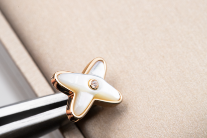 [⭐Miroze]JEUX DE WHITE MOP ROSE GOLD DIAMOND EARRINGS