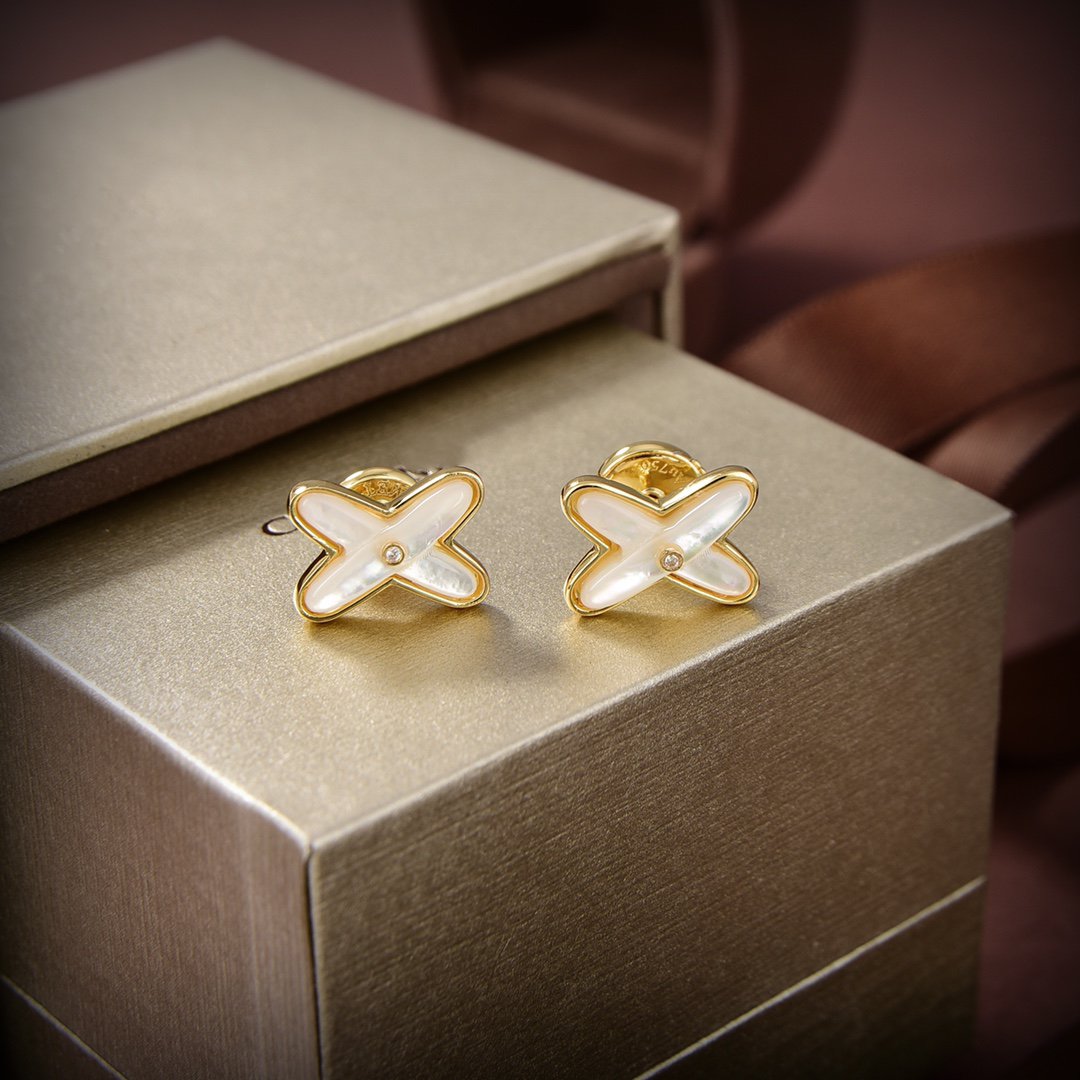 ⭐Miroze JEUX DE WHITE MOP GOLD DIAMOND EARRINGS