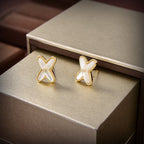 ⭐Miroze JEUX DE WHITE MOP GOLD DIAMOND EARRINGS