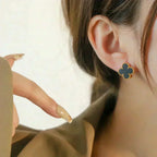 ⭐Miroze CLOVER MEDIUM 1 MOTIFS  ONYX STUD EARRINGS