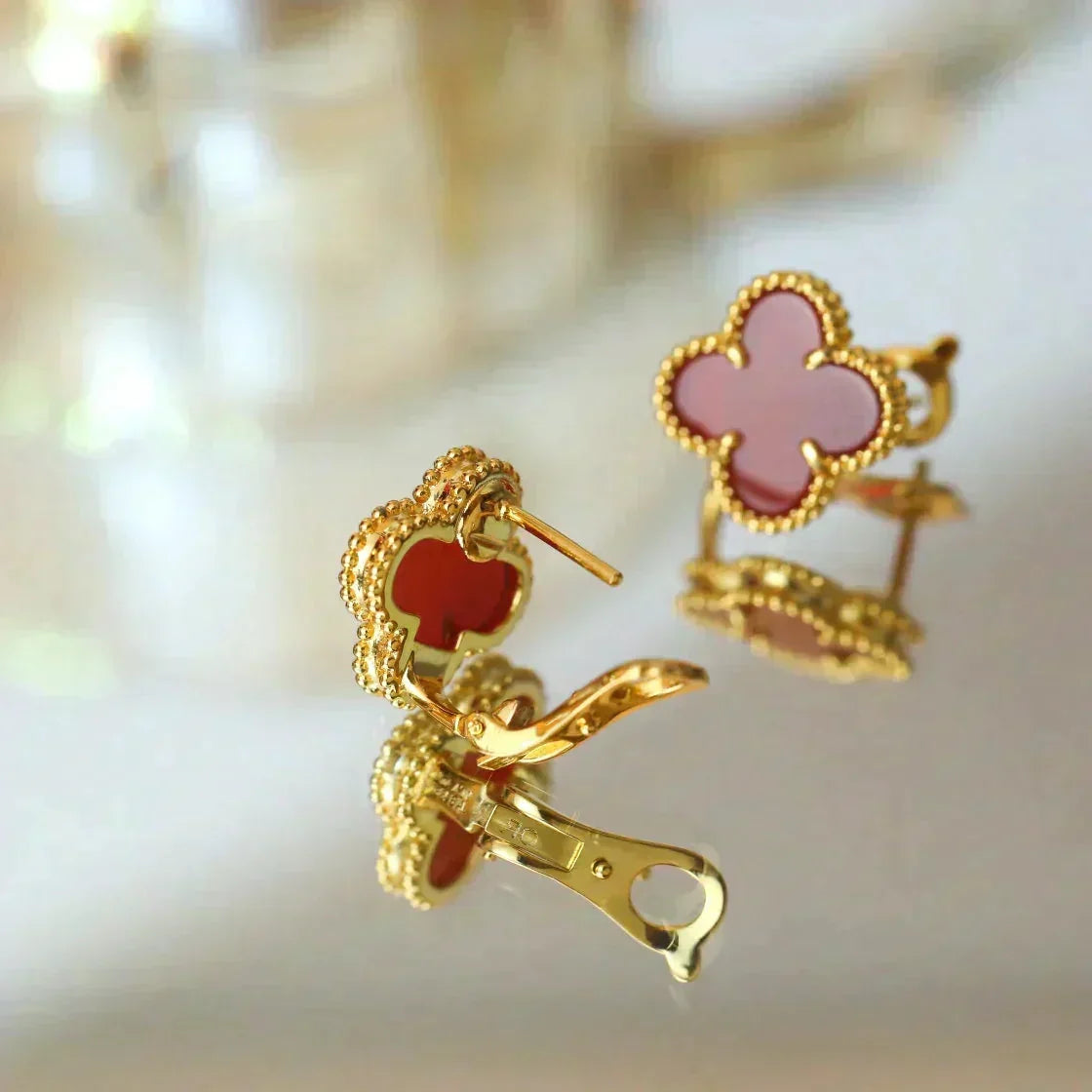 ⭐Miroze CLOVER MEDIUM 1 MOTIFS CARNELIAN  EARRINGS