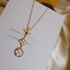⭐Miroze COLOR BLOSSOM LARIAT NECKLACE PINK GOLD WHITE MOTHER PEARL AND DIAMOND