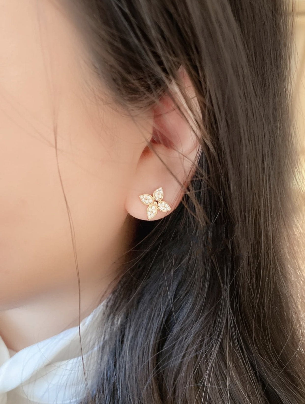⭐Miroze STAR BLOSSOM STUD EARRINGS PINK GOLD DIAMONDS