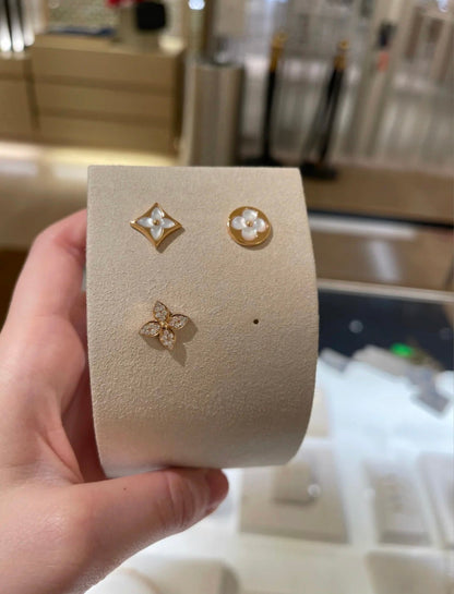 [⭐Miroze]STAR BLOSSOM STUD EARRINGS PINK GOLD DIAMONDS