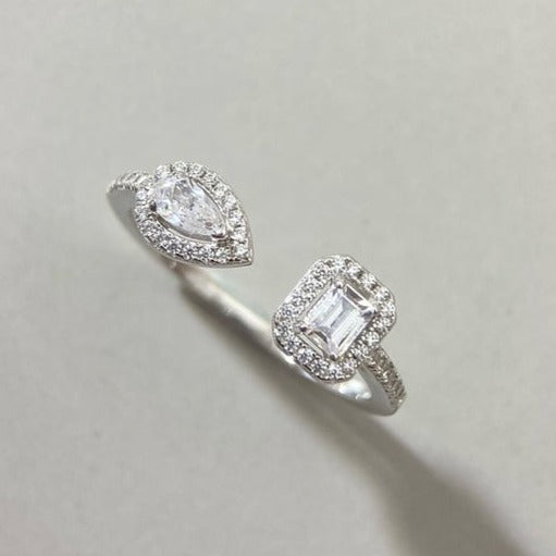 [⭐Miroze]MY TWIN TOI & MOI SILVER DIAMOND RING