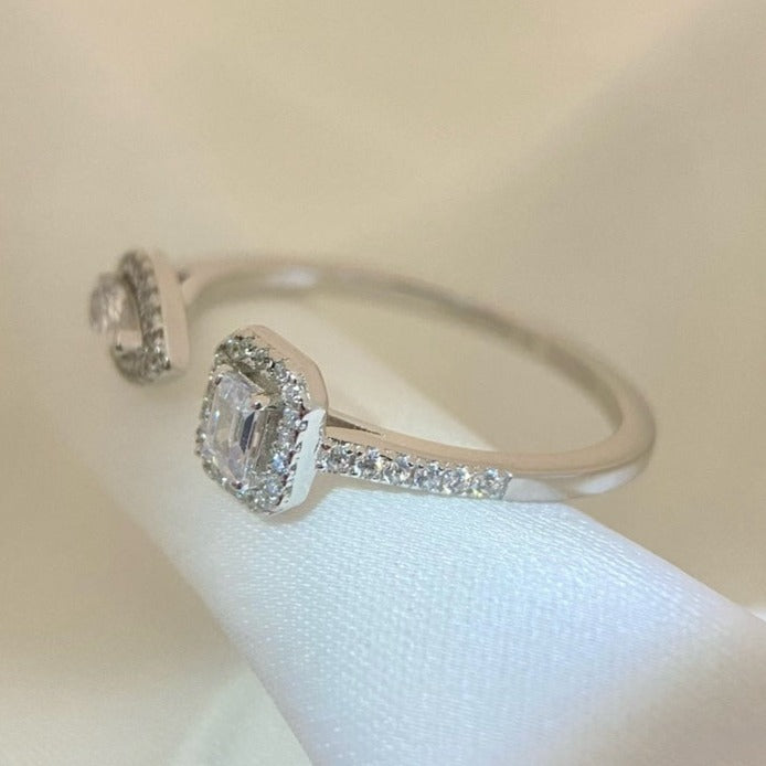 [⭐Miroze]MY TWIN TOI & MOI SILVER DIAMOND RING