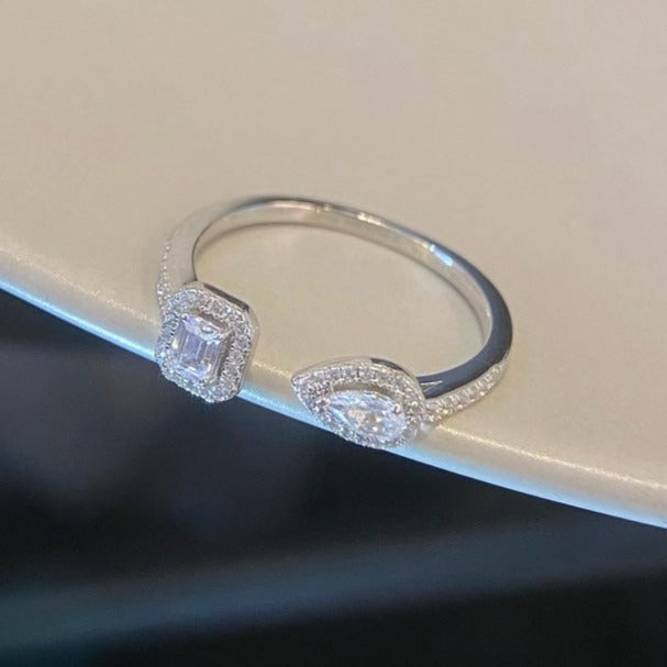 [⭐Miroze]MY TWIN TOI & MOI SILVER DIAMOND RING
