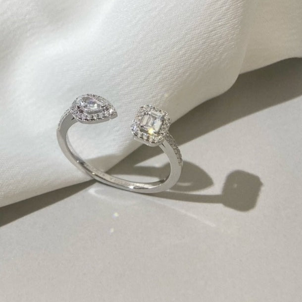 [⭐Miroze]MY TWIN TOI & MOI SILVER DIAMOND RING