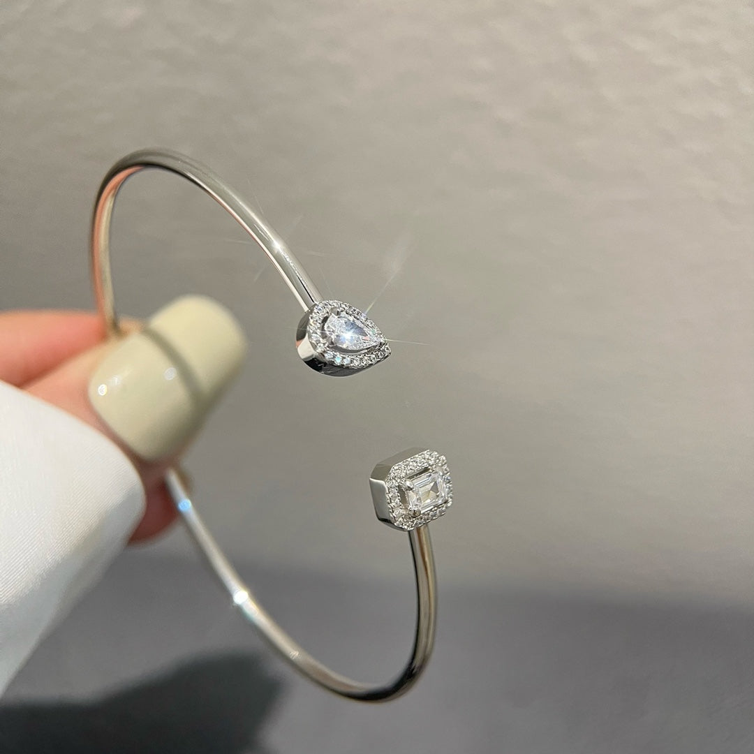 [⭐Miroze]JONC FLEX MY TWIN TOI & MOI SILVER DIAMOND BRACELET