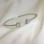 [⭐Miroze]JONC FLEX MY TWIN TOI & MOI SILVER DIAMOND BRACELET