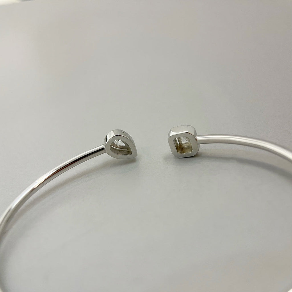 [⭐Miroze]JONC FLEX MY TWIN TOI & MOI SILVER DIAMOND BRACELET