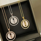 [⭐Miroze]LUCKY MOVE MM NACRE BLANCHE DIAMOND NECKLACE
