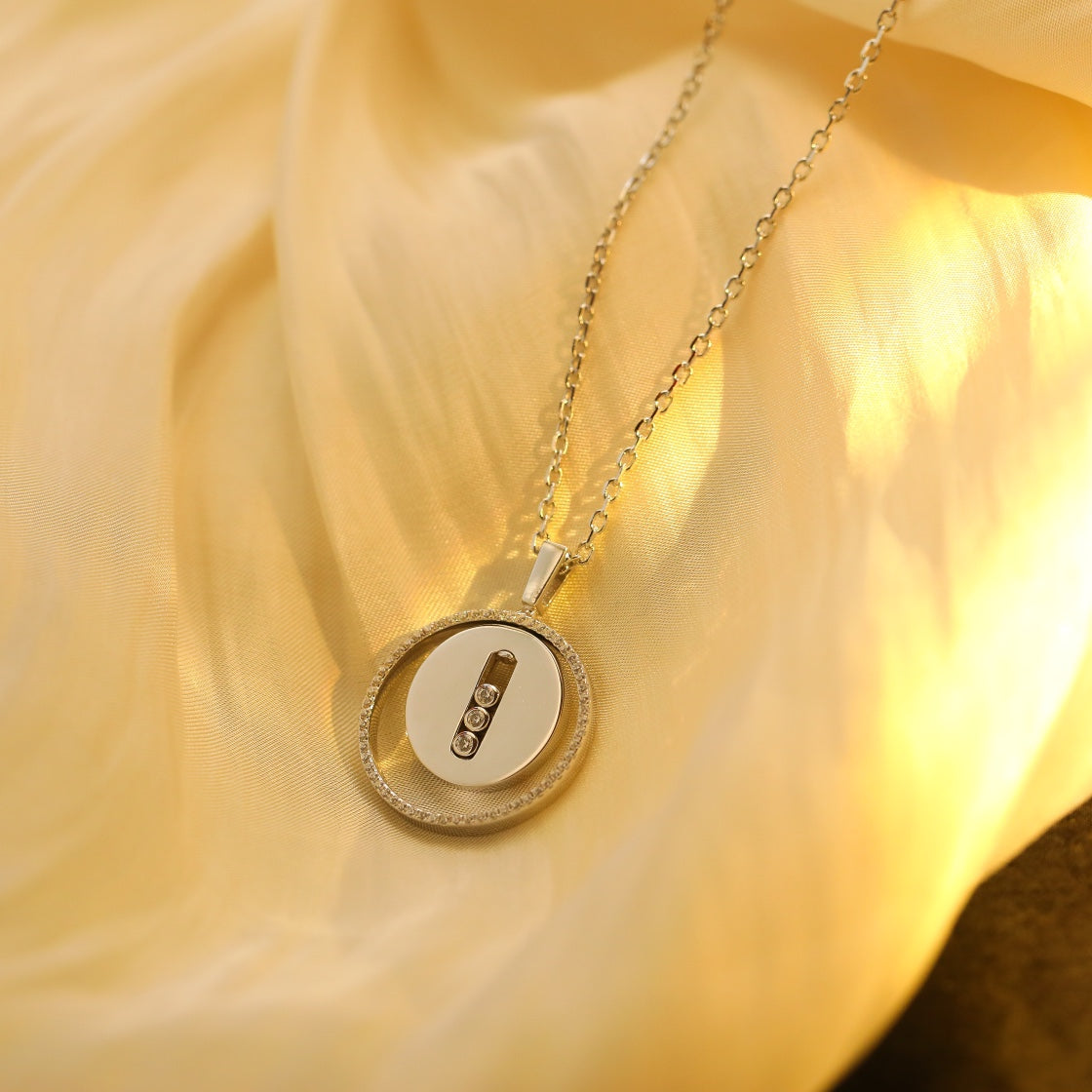 [⭐Miroze]LUCKY MOVE MM SILVER DIAMOND NECKLACE