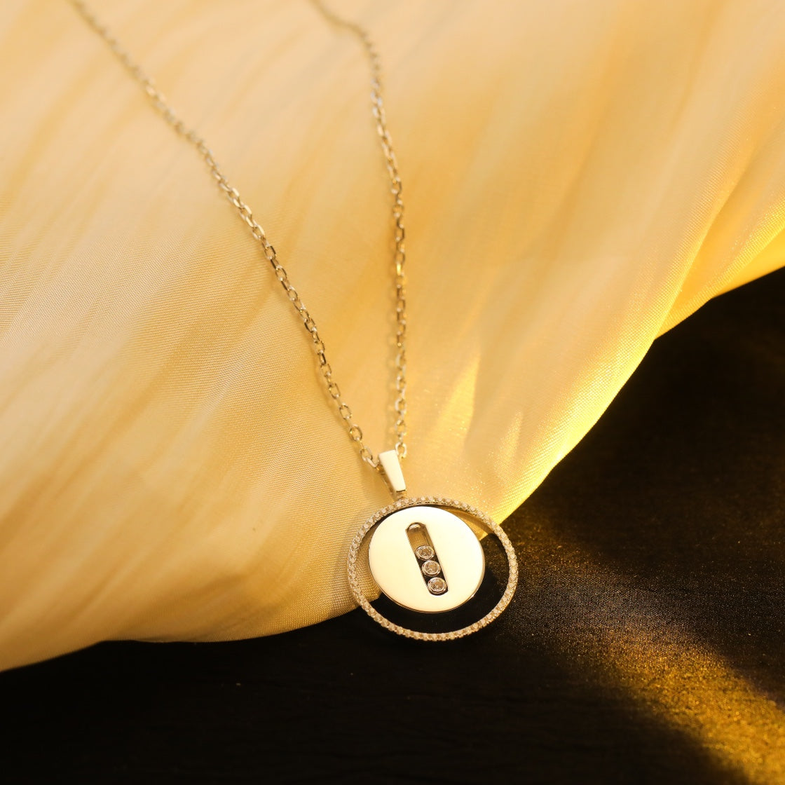 [⭐Miroze]LUCKY MOVE MM SILVER DIAMOND NECKLACE