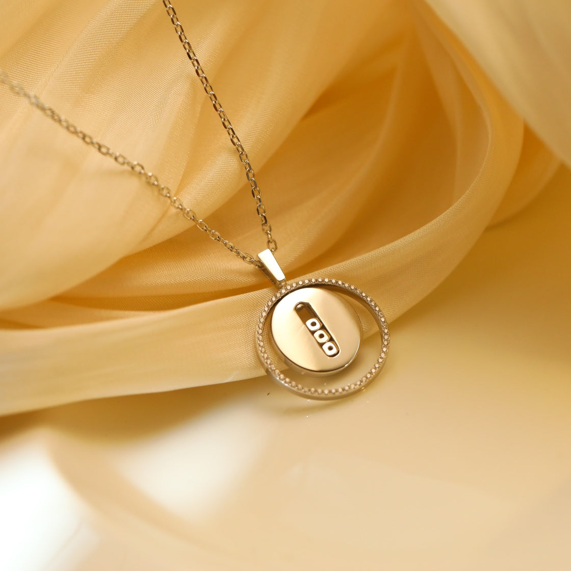 [⭐Miroze]LUCKY MOVE MM SILVER DIAMOND NECKLACE