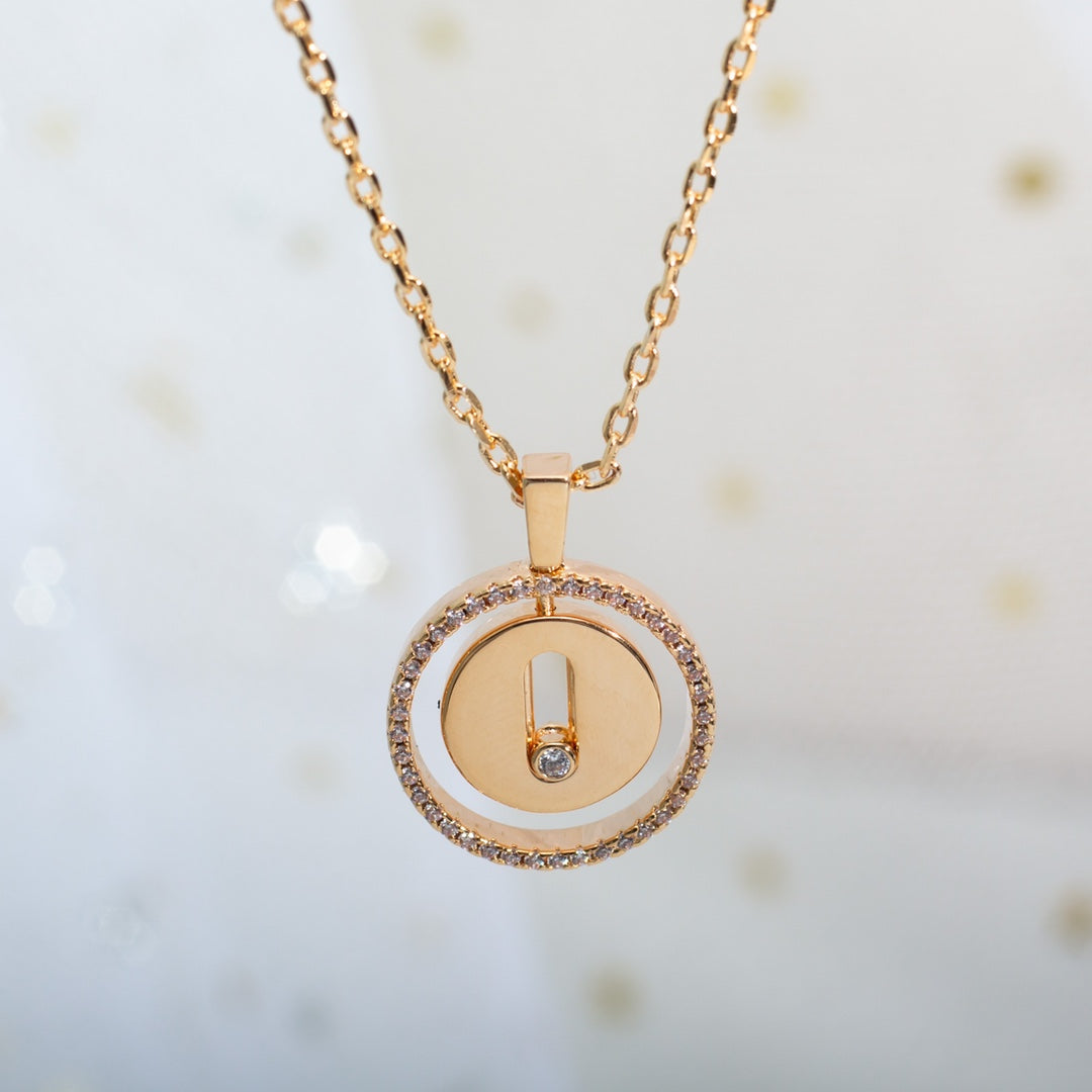 [⭐Miroze]LUCKY MOVE PM NECKLACE PINK GOLD DIAMOND