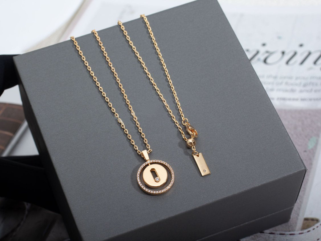 [⭐Miroze]LUCKY MOVE PM NECKLACE PINK GOLD DIAMOND