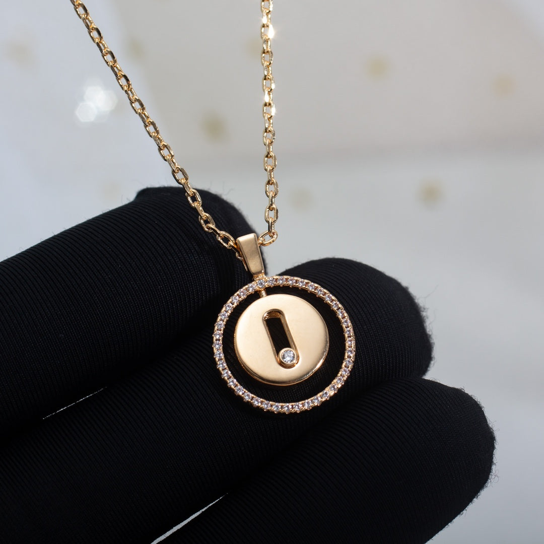 [⭐Miroze]LUCKY MOVE PM NECKLACE PINK GOLD DIAMOND