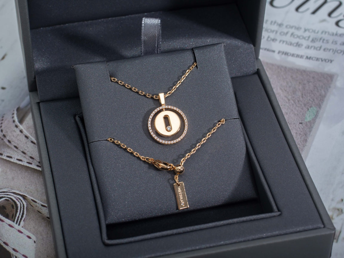 [⭐Miroze]LUCKY MOVE PM NECKLACE PINK GOLD DIAMOND