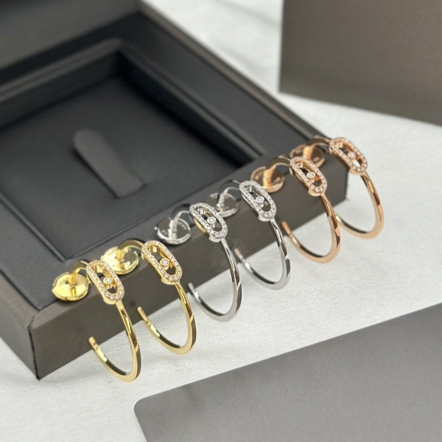 [⭐Miroze]CREOLES MOVE UNO PM DIAMOND EARRINGS