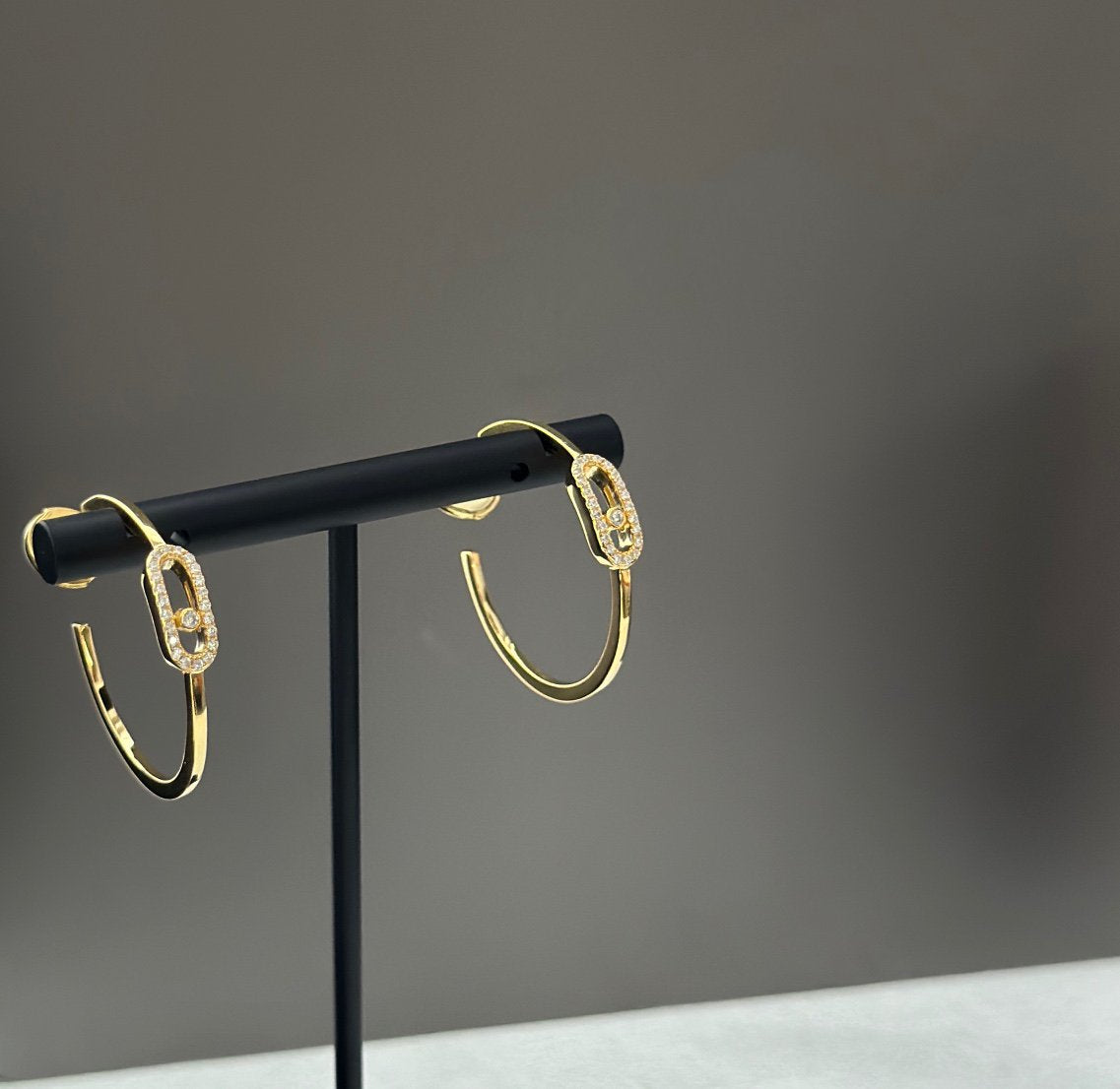[⭐Miroze]CREOLES MOVE UNO PM DIAMOND EARRINGS