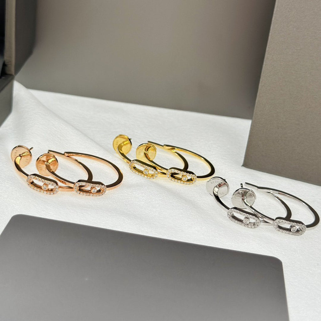 [⭐Miroze]CREOLES MOVE UNO PM DIAMOND EARRINGS