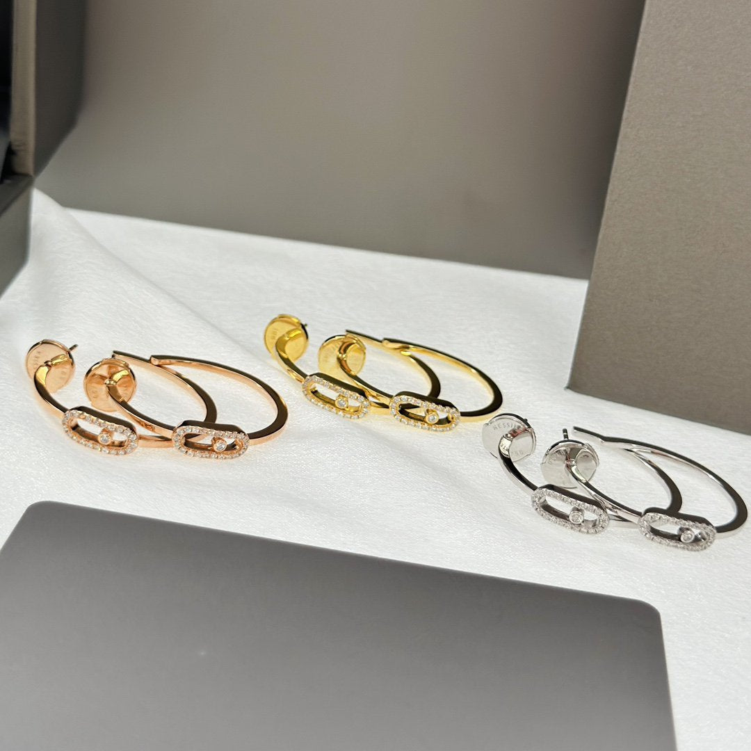[⭐Miroze]CREOLES MOVE UNO PM DIAMOND EARRINGS